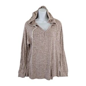 Charlotte Russe Pullover Womens Medium Pink Hooded Ribbed Knit Sweater Top Y2k